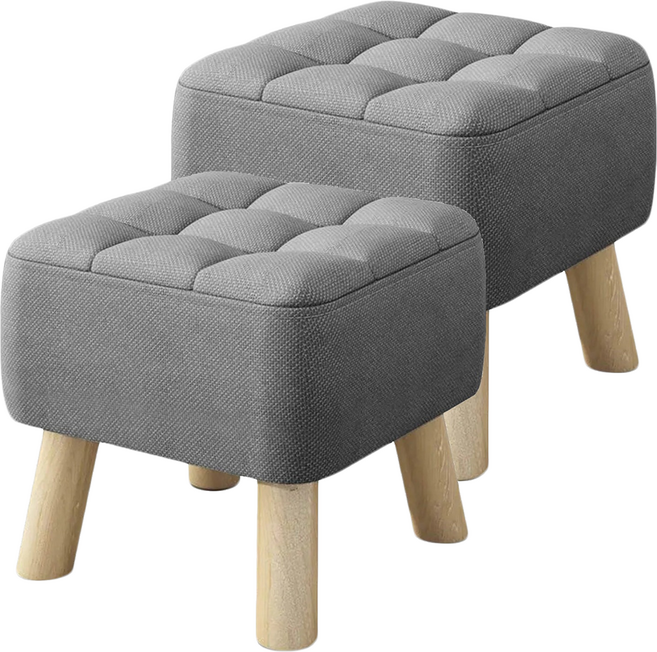 Mega 加厚坐感實木小矮凳 28 x 28 x 26cm 2個組, 淺灰色, 1組