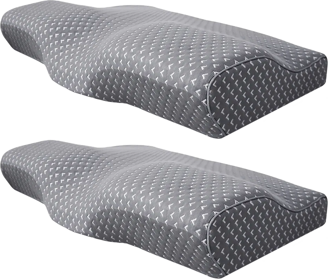 J-bedtime 床寢時光 3D釋壓止鼾透氣蝶型枕頭, 文青灰, 2個