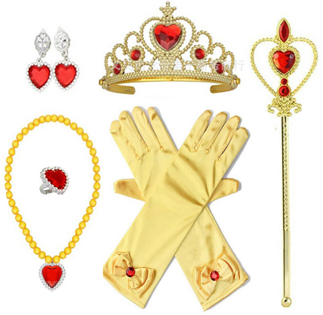 미미파티 공주 티아라 보석 악세사리 세트, 옐로우, 1세트