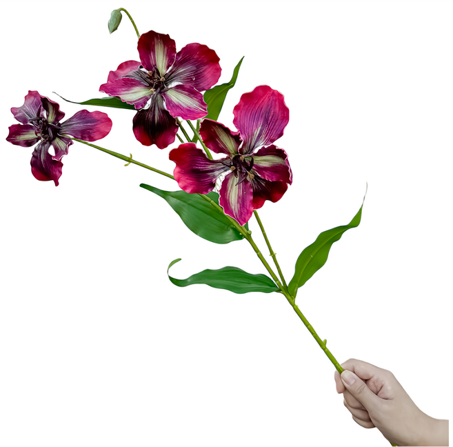 Floral M 仿真花 莫內花園愛麗絲鳶尾花花材, 英倫紅, 1個