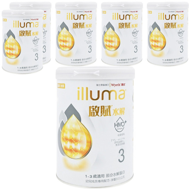 illuma 啟賦 水解幼兒成長專用配方奶粉 3號 1~3歲, 800g, 1入, 6罐