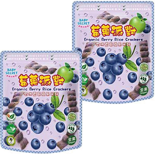 BABY SECRET 寶寶的秘密 有機米餅, 2包, 藍莓 + 蘋果, 25g