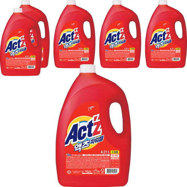 액츠 파워젤 드럼용 액상세제 본품, 4.21L, 6개
