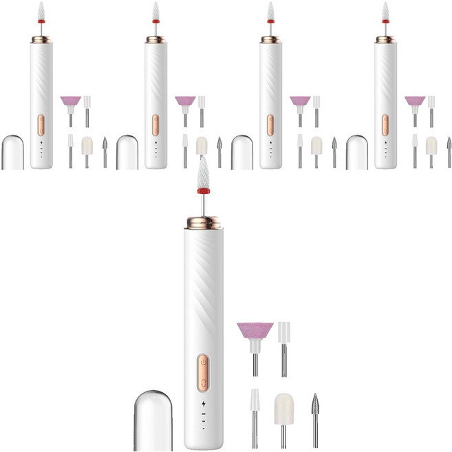 便攜電動美甲打磨器/指甲修護磨甲器/去死皮指甲拋光機/卸甲儀, 5台, 白色