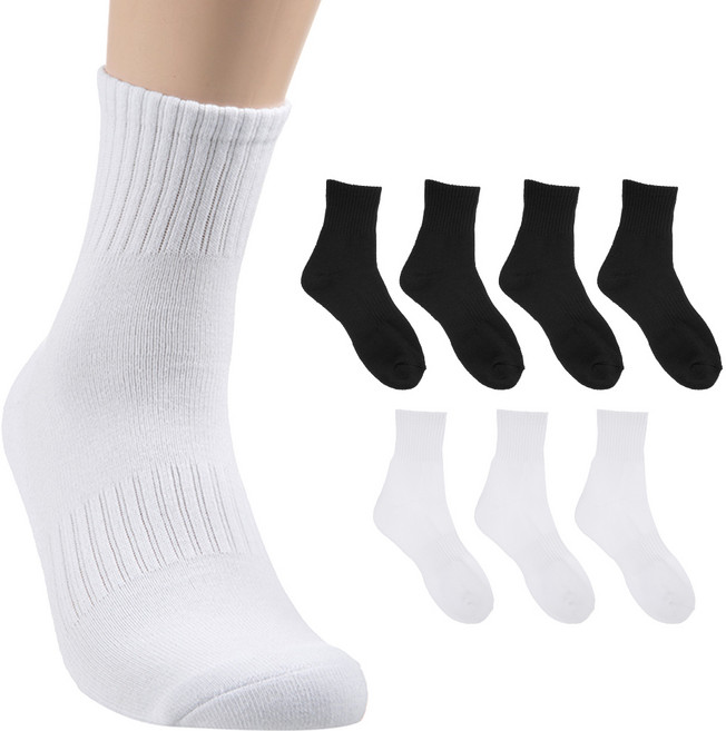 베이스알파에센셜 남성용 스포츠 파일 쿠션 중목 양말 8켤레, 혼합색상