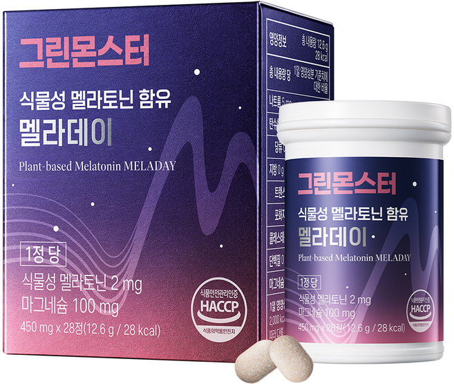 그린몬스터 식물성 멜라토닌 함유 멜라데이, 28정, 1개