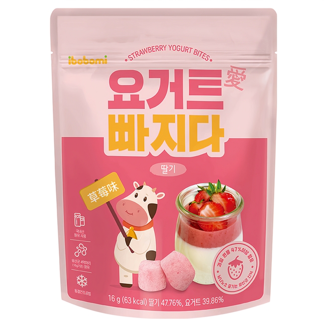 ibobomi 乳酸菌優格點心, 草莓味, 16g, 1包