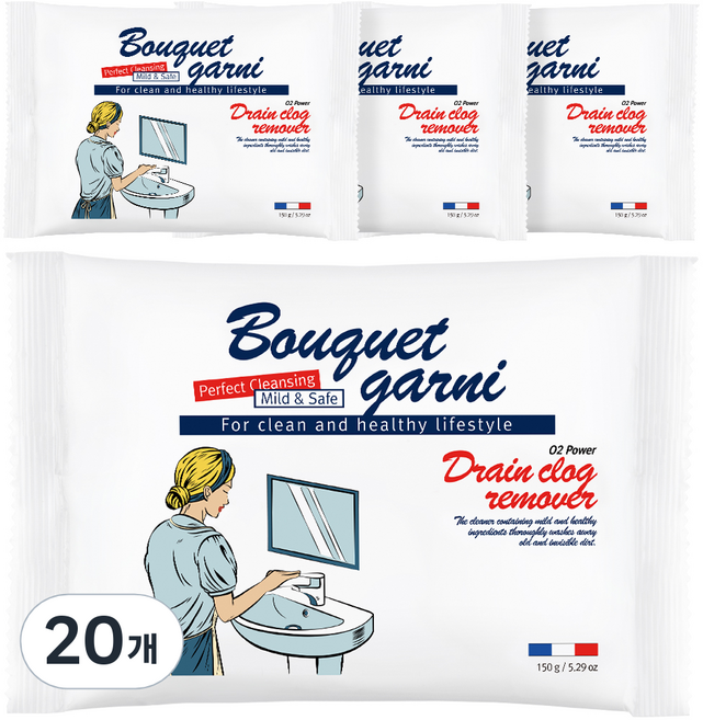 부케가르니 오투 파워 배수구 클리너, 150g, 20개