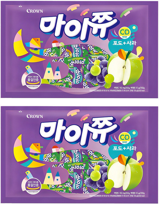 마이쮸 필로우 포도 사과 츄잉캔디, 720g, 2개