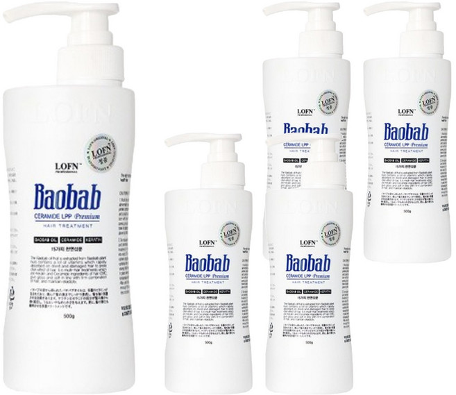 로픈 바오밥 세라마이드 엘피피 프리미엄 헤어 트리트먼트, 500g, 5개