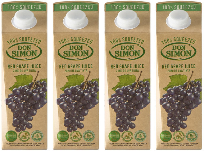 DON SIMON 壓榨紅葡萄汁, 1L, 4個
