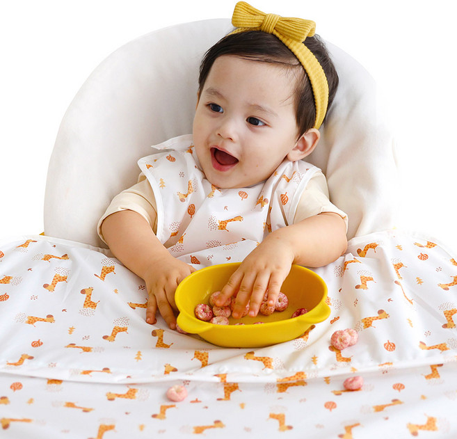 베이비클로 나시 지퍼형 이유식 턱받이, 기린브라운, 1개입, 1개