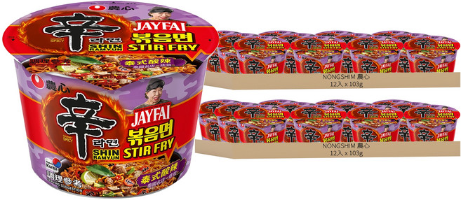 NONGSHIM 農心 辛炒麵 泰式酸辣味 大碗麵 103g, 24入