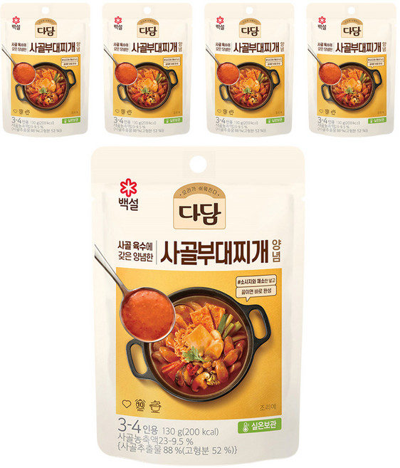 다담 사골부대 찌개양념, 130g, 5개