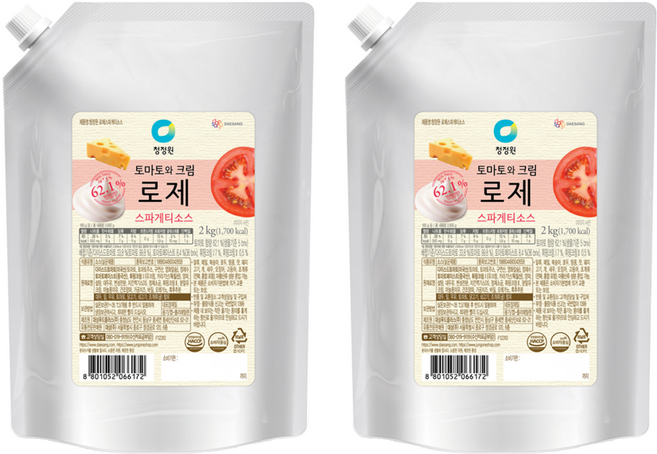 청정원 로제 스파게티소스, 2kg, 2개