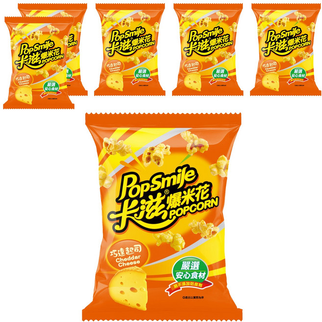 Pop-Smile 卡滋 爆米花 巧達起司口味, 50g, 6包