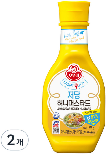 오뚜기 LIGHT 앤 JOY 저당 허니머스타드, 265g, 2개