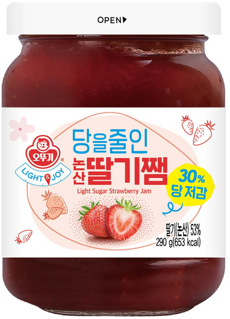 오뚜기 라이트 앤 조이 당을줄인 논산딸기쨈, 290g, 1개