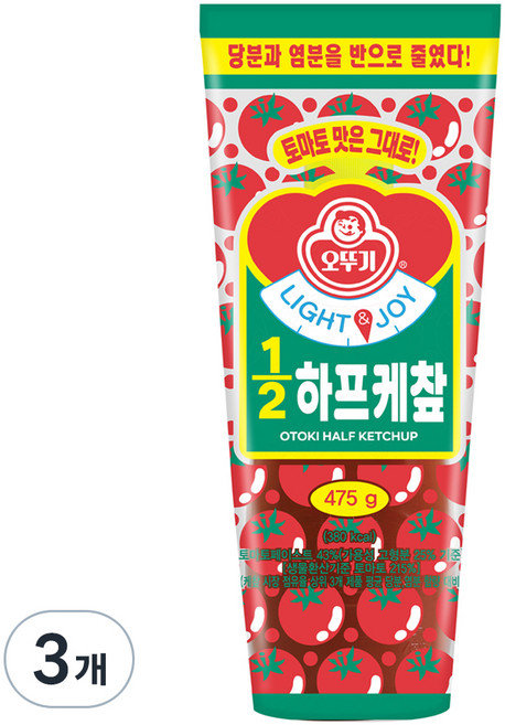 오뚜기 LIGHT 앤 JOY 하프케챺, 475g, 3개