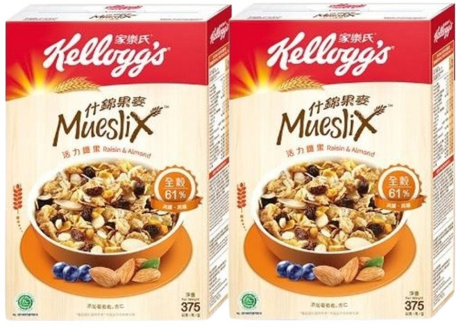 Kellogg's 家樂氏 Mueslix 什錦果麥 葡萄杏仁果, 375g, 2盒
