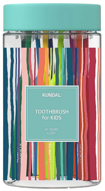 KUNDAL 昆黛爾 深層清潔極細刷毛孩童牙刷組, 混合顏色, 12支, 1組