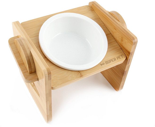 도그아이 반려동물 높이조절 대나무 식탁 + 도자기 식기 1구, 1세트