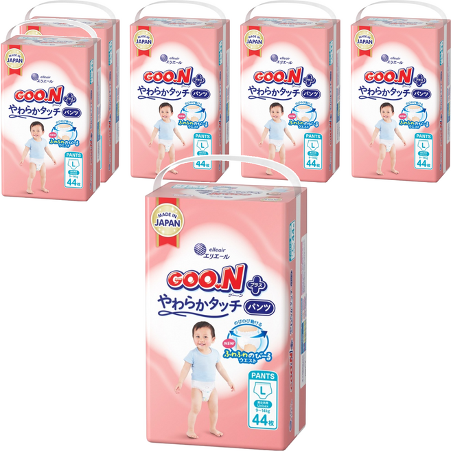 GOO.N 大王 日本境內版 SJ柔觸肌系列褲型尿布 9~14kg, L, 264片