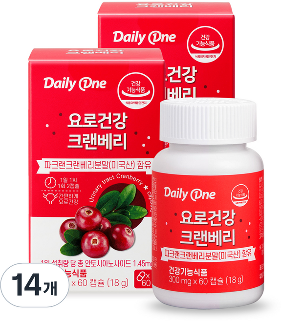 데일리원 요로건강 크랜베리, 60정, 14세트