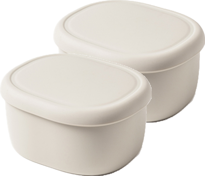 키친팩토리 파스텔 실리콘 라운드 밀폐용기 아이보리, 2개, 300ml