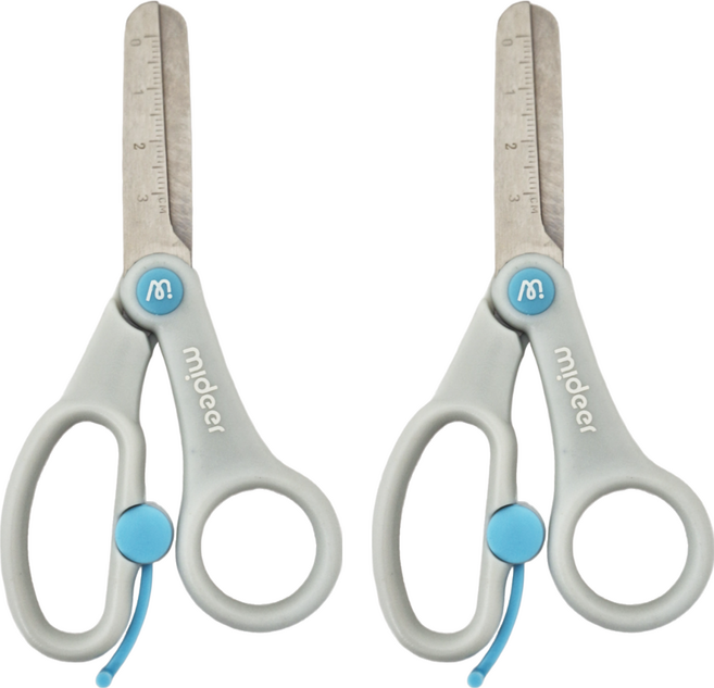 mideer 兒童多功能省力剪刀 MD-3319 3歲以上, 湖水藍, 2支
