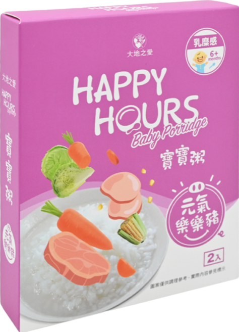 HAPPY HOURS 寶寶粥 6個月以上 2包, 元氣樂樂豬, 300g, 1盒