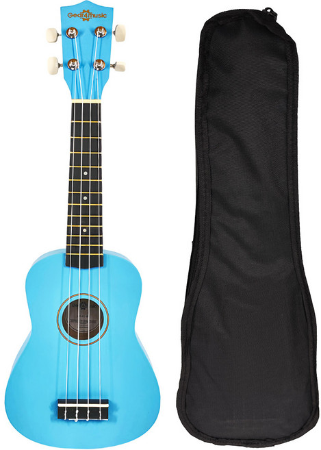 Gear4music 烏克麗麗 含琴袋 藍色, 21吋, 1個