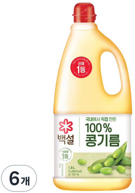 백설 콩기름, 1.8L, 6개