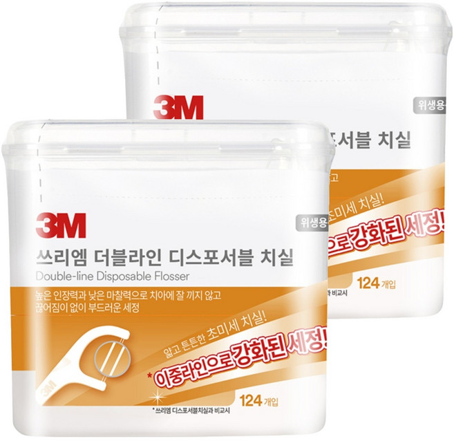 쓰리엠 더블라인 치실 벌크, 124개입, 2개