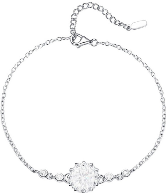 BIOAM 佰歐安 一克拉莫桑鑽手鍊 美鑽太陽花純銀鍍18K白金 鑽石兩倍火彩