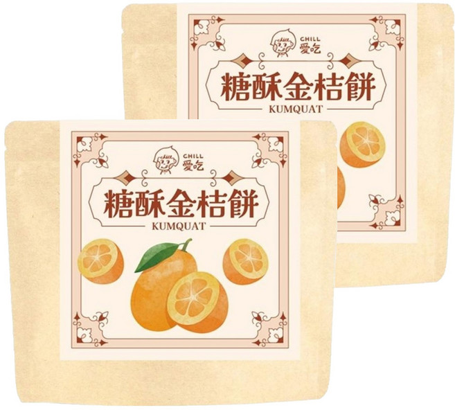 CHILL 愛吃 懷舊古早味 糖酥金桔餅, 100g, 2包