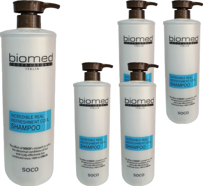 바이오메드 프로페셔널 인크레더블 리얼 리후레쉬먼트 쿨 샴푸, 1L, 5개