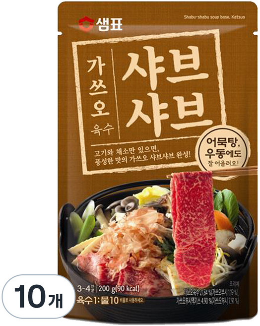 샘표 가쓰오 샤브샤브 육수 3~4인분, 200g, 10개