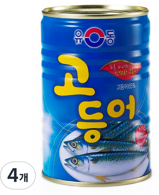 유동 고등어 통조림, 400g, 4개입