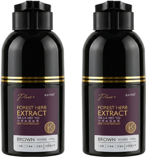 KA'FEN 卡氛 Plus+ 何首烏染髮膏 第一劑100ml + 第二劑100ml, 暮褐咖啡棕, 2盒