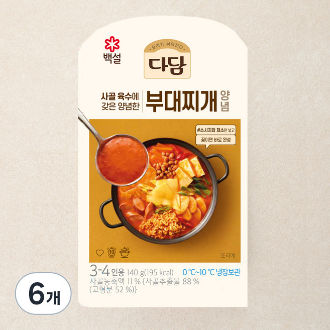다담 부대찌개 양념, 140g, 6개
