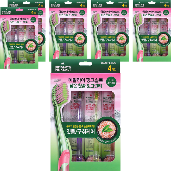 히말라야핑크솔트 담은 칫솔 그린티, 4개입, 6개