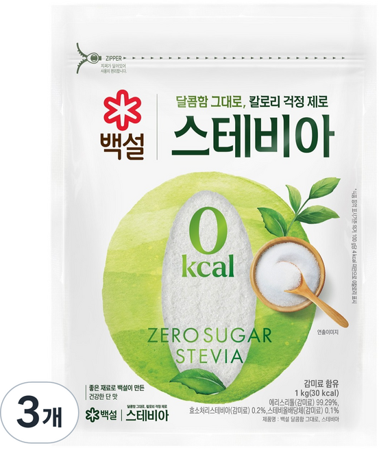 백설 달콤함 그대로 스테비아, 1kg, 3개