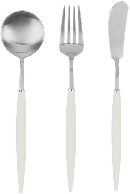백산 보겐 국산 몽블랑 에펠 샤틴 디저트 커트러리 세트, 화이트, 라지티스푼1p + 샐러드포크1p + 버터나이프1p