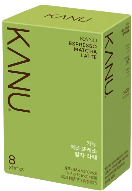 KANU 抹茶拿鐵咖啡, 17.3g, 8條, 1盒