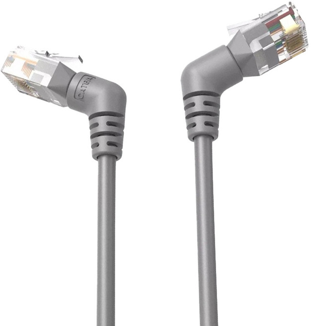VEnTIOn 威迅 IBO系列 CAT6A 超六類雙彎頭可旋轉纖細高速網路線, 灰色, 1條, 3m