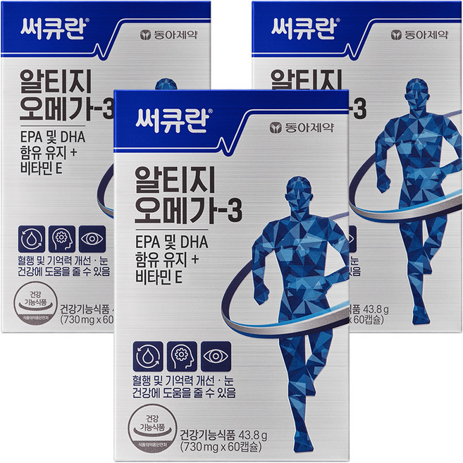 동아제약 써큐란 알티지 오메가 3 43.8g, 60정, 3개