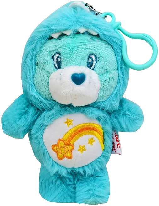 CARE BEARS彩虹熊 療癒立體造型絨毛公仔鑰匙圈掛飾, 18cm, 恐龍薄荷綠, 1個