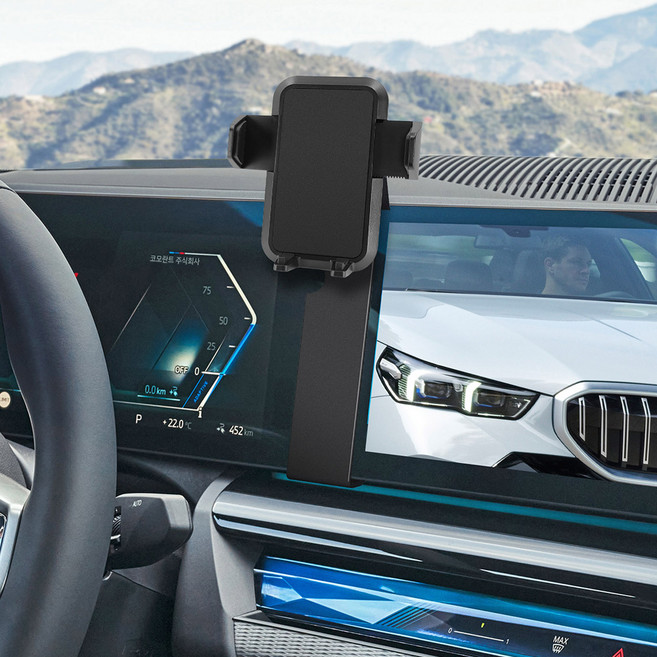 옵시디언 BMW 커브드 디스플레이 전용 듀얼코일 반자동 핸드폰 클립 거치대, 블랙, 1개