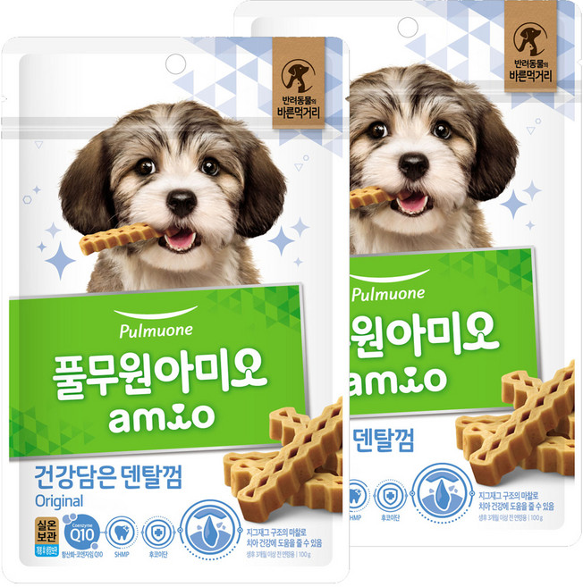 풀무원아미오 건강한 덴탈껌, 오리지널, 100g, 2개